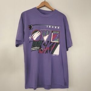 Vintage Idaho T-shirt Abstract Ski Beach 90s tee tshirt deadstock Purple
